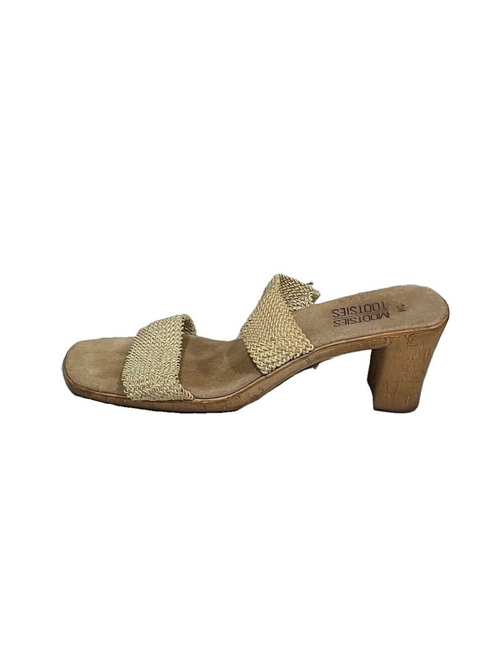 Mootsies Tootsies Y2K Woven Slide Sandals Women’s 9 EU 40 Cream Block Heel